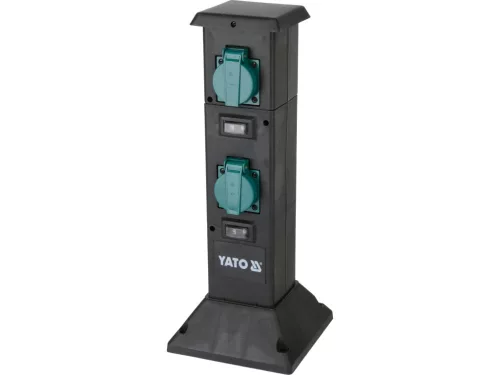 YATO YT-81274 Kültéri csatlakozóelosztó aljzat TOWER BLACK IP44 4 x 230V