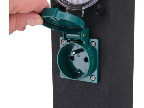 YATO YT-81276 Kültéri csatlakozóelosztó aljzat időkapcsolóval METAL TOWER BLACK IP44 4 x 230V