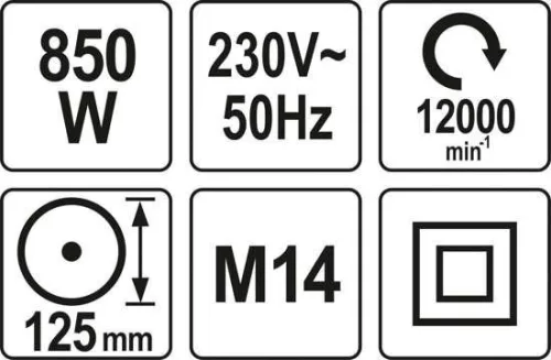 YATO YT-82097 Elektromos sarokcsiszoló M14 125 mm 850 W