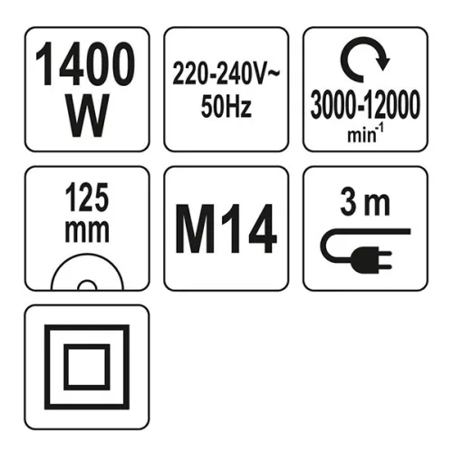 YATO YT-82098 Elektromos sarokcsiszoló fordulatszám szabályzós 125 mm 1400 W