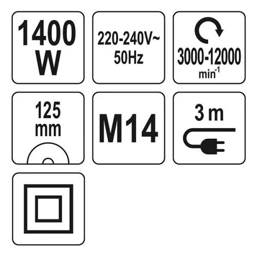 YATO YT-82099 Elektromos sarokcsiszoló fordulatszám szabályzós 125 mm 1400 W
