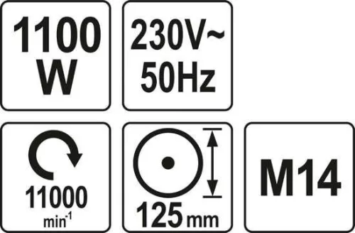 YATO YT-82100 Elektromos sarokcsiszoló M14 125 mm 1100 W