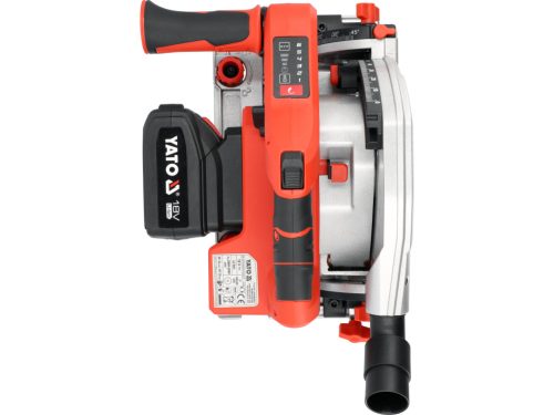 YATO YT-821701 Akkumulátoros merülőfűrész 18V 4Ah 140mm szénkefe nélküli motor + vezetősín (1db 4Ah akku +töltő)