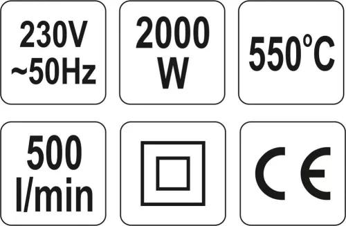 YATO YT-82291 Elektromos hőlégfúvó + tartozékok 550 °C 2000 W