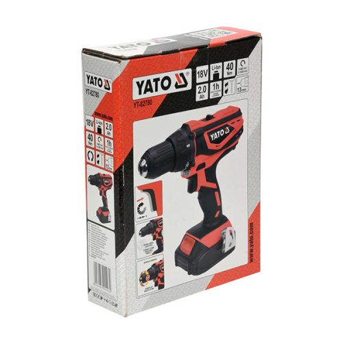 YATO YT-82780 Akkus fúrócsavarozó 40 Nm 18 V Li-Ion (1 x 2,0 Ah akku + töltő)