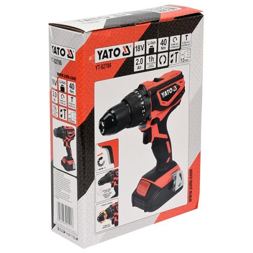 YATO YT-82786 Akkus ütvefúró-csavarozó 40 Nm 18 V Li-Ion (1 x 2,0 Ah akku + töltő)