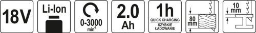 YATO YT-82814 Akkus szablyafűrész 18 V Li-Ion (1 x 2,0 Ah akku + töltő)