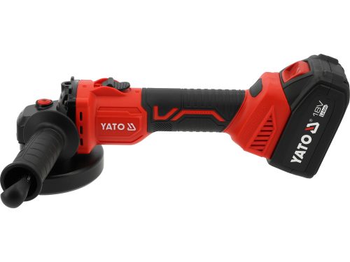 YATO YT-828252 Akkumultoros sarokcsiszoló 18V 4Ah 125mm szénkefe nélküli motorral (2x akku + töltő)