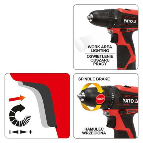 YATO YT-82901 Akkus fúrócsavarozó 30 Nm 12 V Li-Ion (1 x 2,0 Ah akku + töltő)