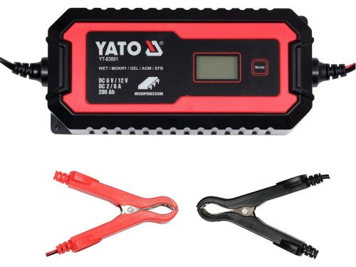 YATO YT-83001 Akkumulátor töltő 6/12 V 2/8 A max. 200 Ah LCD kijelző