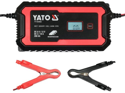 YATO YT-83002 Akkumulátor töltő 6/12 V 2/10 A max. 200 Ah LCD kijelző