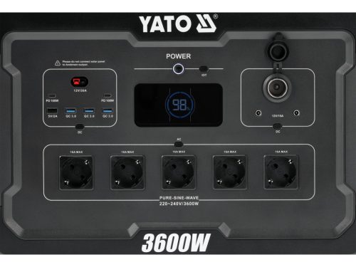 YATO YT-83096 Hordozható erőmű 3600W, 3072WH LIFEPO4, EPS