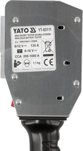 YATO YT-83111 Akkumulátor tesztelő 6 / 12 V