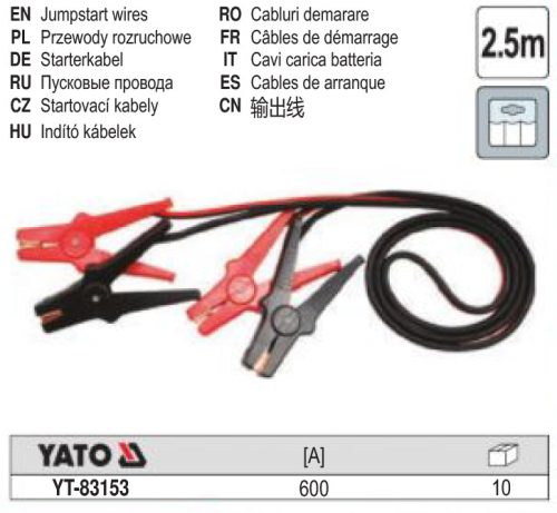 YATO YT-83153 Indító kábel (bikakábel) 600A
