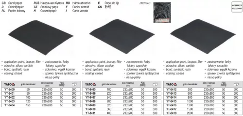 YATO YT-8403 Vízálló csiszolópapír A4 230 x 280 mm P120
