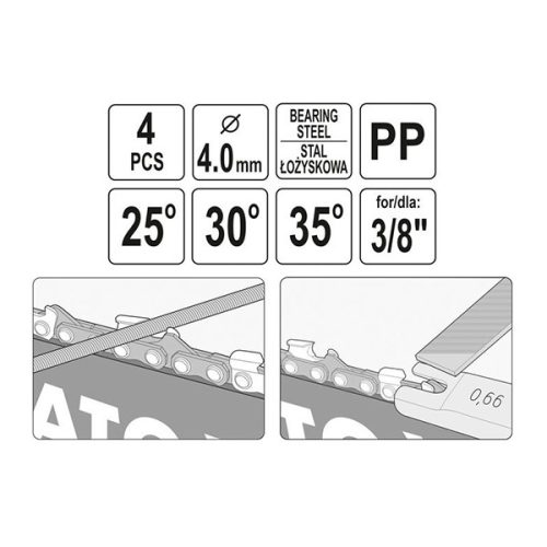 YATO YT-85040 Kézi láncélező készlet 4 részes 3/8" 4 mm