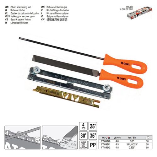 YATO YT-85041 Kézi láncélező készlet 4 részes 3/8" 0,325" 4,5 mm