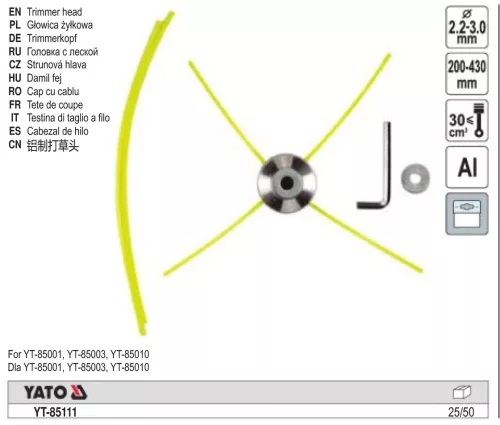 YATO YT-85111 Fűkasza damilfej 2,2-3,0 mm alumínium