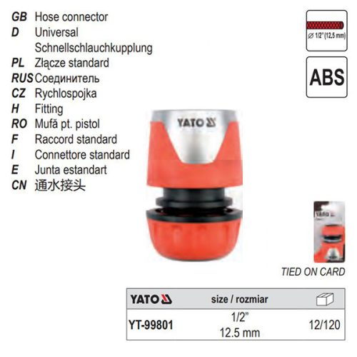 YATO YT-99801 Tömlő gyorscsatlakozó 1/2"