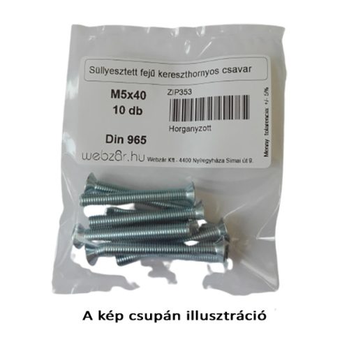 Süllyesztett fejű kereszthornyos csavar M5x20 (10 db) (ZIP)