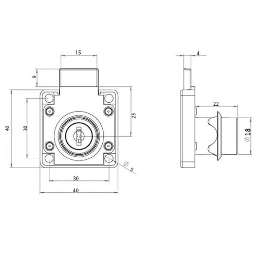 GM mesterkulcsos bútorzár 40x40mm